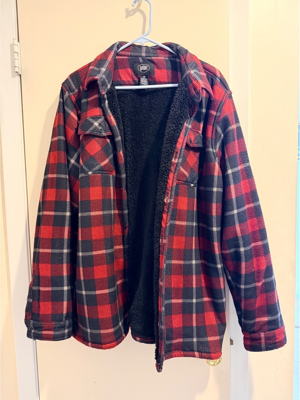 Berkley and Jensen red plaid sherpa lined jacket
